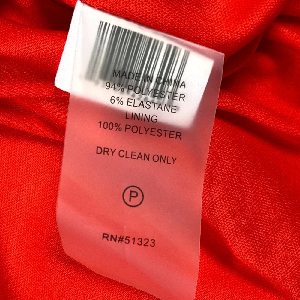 Vince Camuto Sheath Dress Womens Large Red Bow Tie Sleeve Boat Neck Back Zip‎